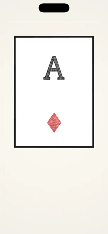 The finished frame with a hand-sketched Ace of Diamonds revealed inside it